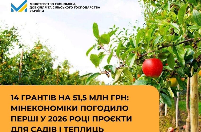  Мінекономіки погодило перші у 2026 році проєкти для садів і теплиць