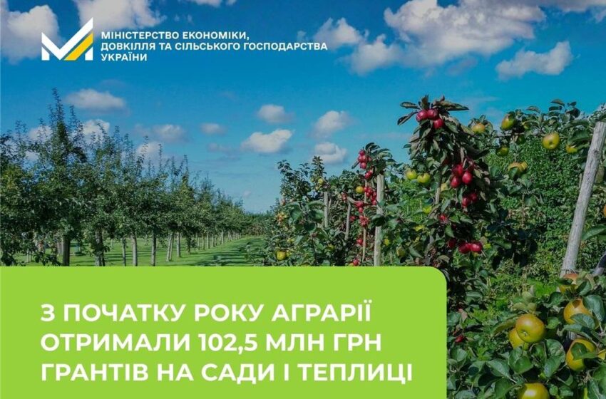  З початку року аграрії отримали 102,5 млн грн грантів на сади і теплиці